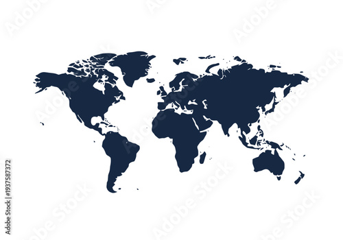 Global Continental Landmasses Outline On White Background World Map Abstract Representation Clean Design