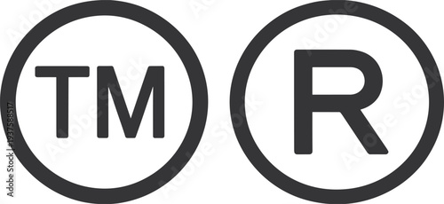 Trademark and Registered Symbol Icons on White Background vector illustration