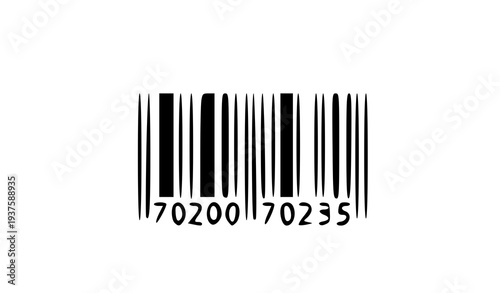 A black and white barcode vector graphic on a plain background