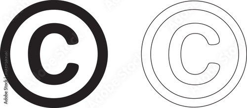 Copyright symbol in solid black and outline versions on a white background Keywords: copyright, symbol, c, circle, law