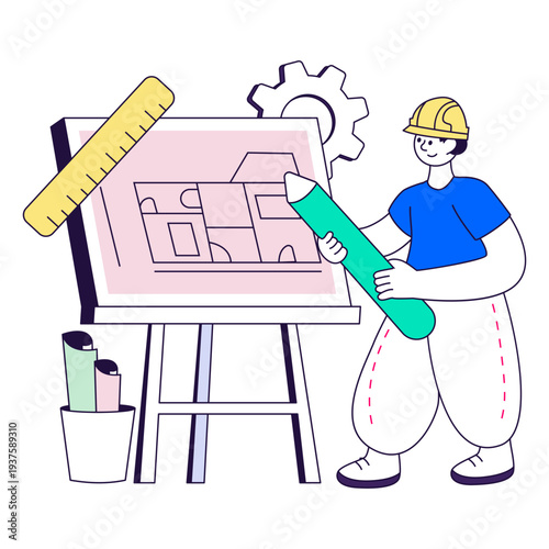 Modern design illustration of architect 