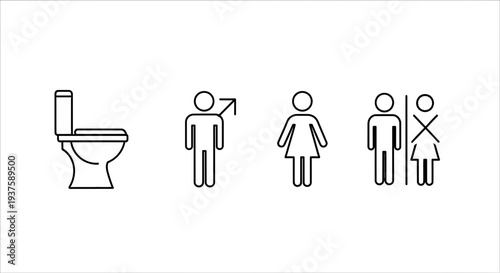 Toilet icon and gender symbols: male, female, unisex, disabled, men's, women's
