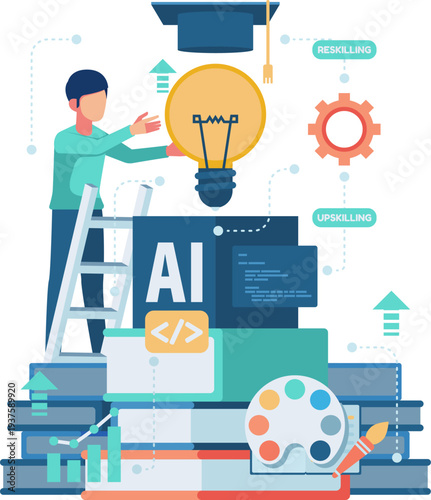 Person Using AI for Upskilling and Reskilling