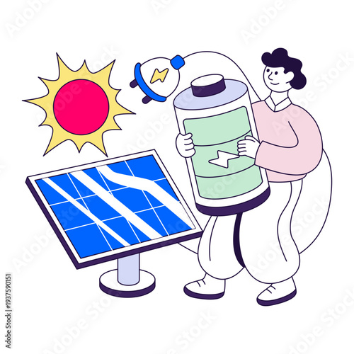 Perfect design illustration of solar energy accumulation 