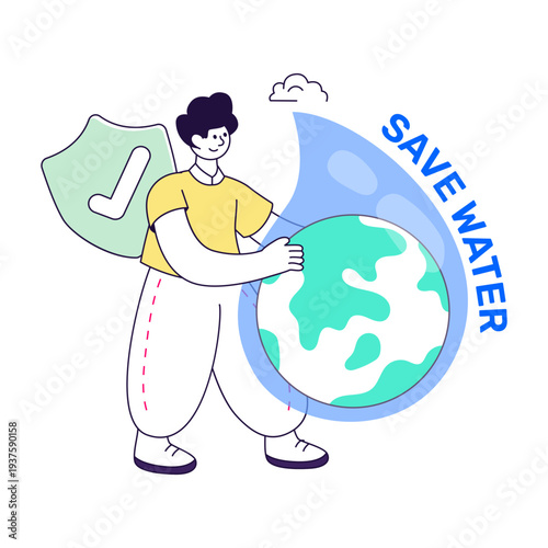 A unique design illustration of save water 
