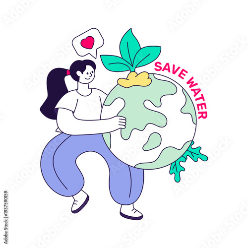 A colored design illustration of save earth 