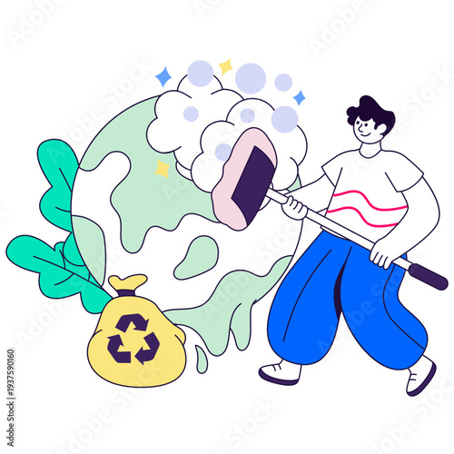 A perfect design illustration of cleaning the earth 