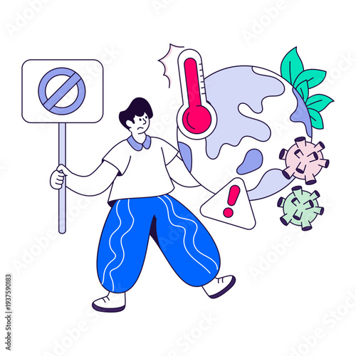 An illustration design of stop global warming 