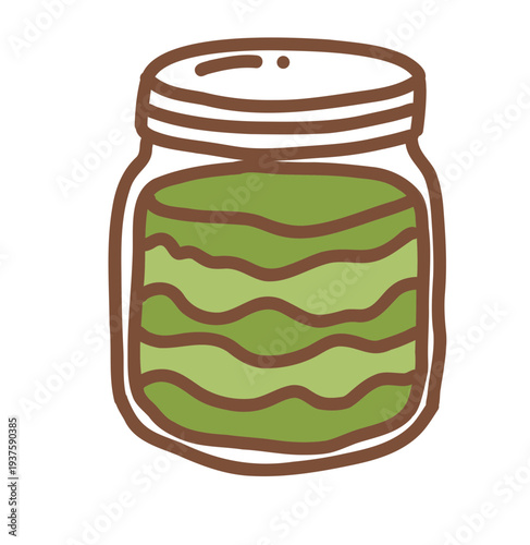 Organic Matcha Green Tea Powder in Glass Jar Illustration
