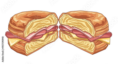 Delicious ham and cheese sandwich cut in half, perfect for lunch