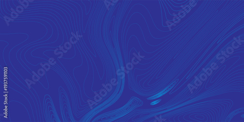 3D Sea Ocean Nautical Depth Topographic Topo Map Banner Background. Curvy Wavy Lines Vector Illustration. Hills, Rivers and Mountains. Geography Concept.