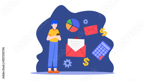 A professional managing tax files, mail, and financial data