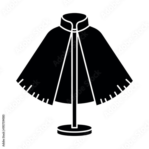 Black cape on mannequin simple flat icon.