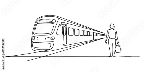 Man with luggage waiting for train at station, travel concept