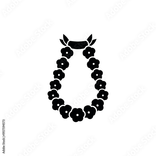 Traditional Hawaiian Lei Flower Necklace Silhouette.