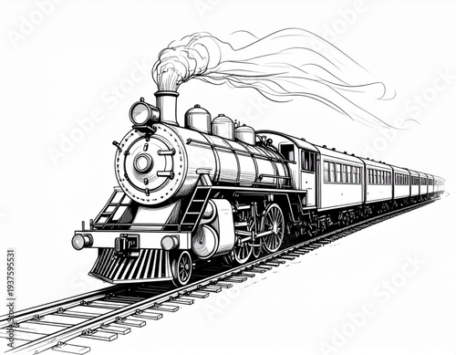 Steam Locomotive Track Sketch