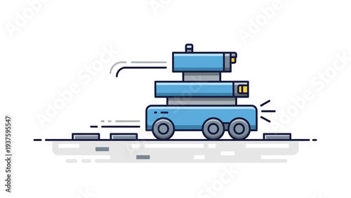 Modern blue autonomous robot delivering innovative solutions for smart warehouses and factories, providing streamlined logistics and advanced automation