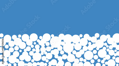 White bubbles on a blue background with copy space.
