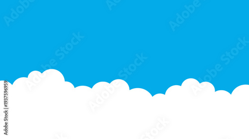 Bright blue sky with white fluffy clouds.