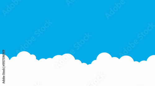 Bright blue sky with white fluffy clouds.