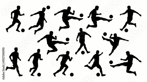 Collection of soccer players in various dynamic poses.