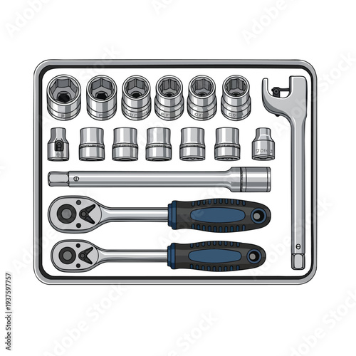 Comprehensive Socket Wrench and Hand Tool Set for Mechanical Repairs