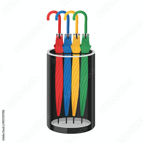 Colorful Umbrellas in a Modern Stand Bright and Vibrant Outdoor Scene