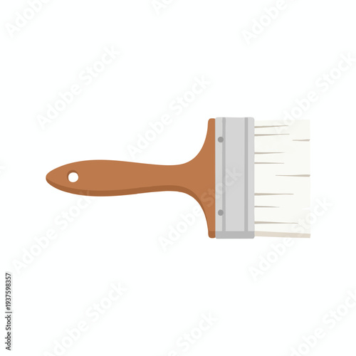 Close up of Paintbrush with Faded Bristles on White Background