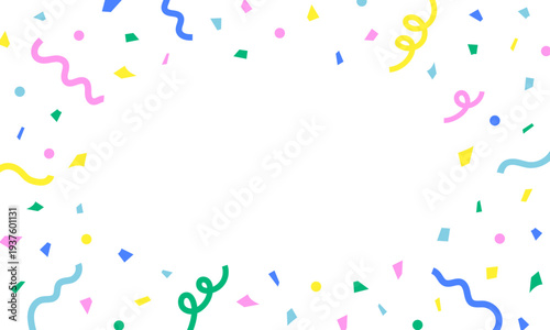 カラフルでポップな紙吹雪のフレーム　背景・お祝い・パーティー