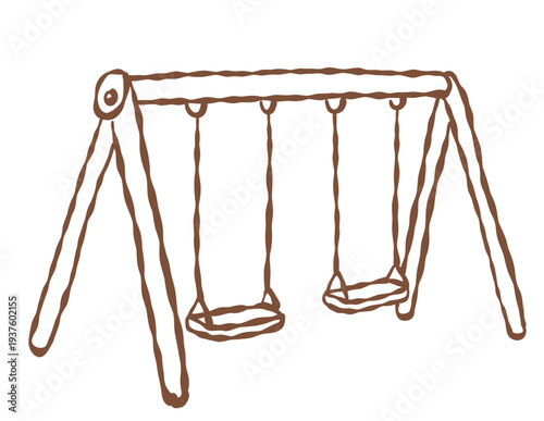 Hand Drawn Wooden Swing Set Playground Illustration