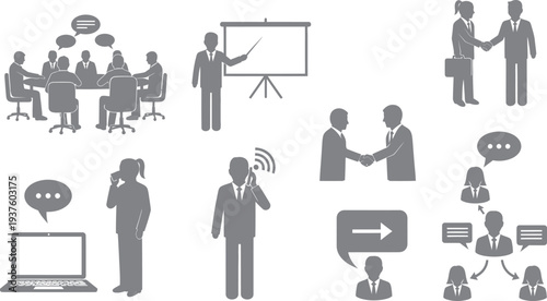 Business communication and teamwork illustrations