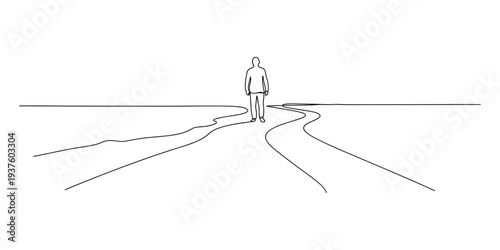 Man choosing his path vector illustration with multiple roads, concept of decision