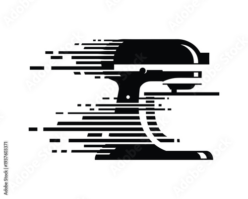 Abstract silhouette of kitchen stand mixer in motion vector graphic