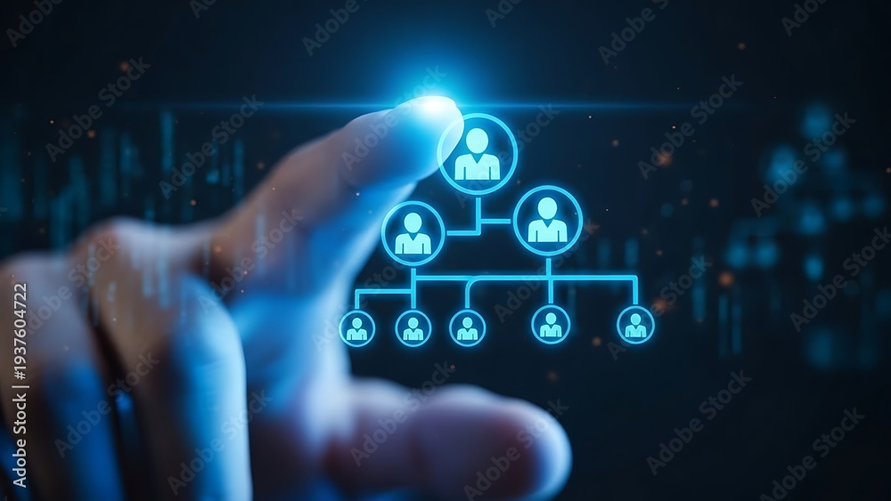 Obraz premium Hand touching an organizational chart