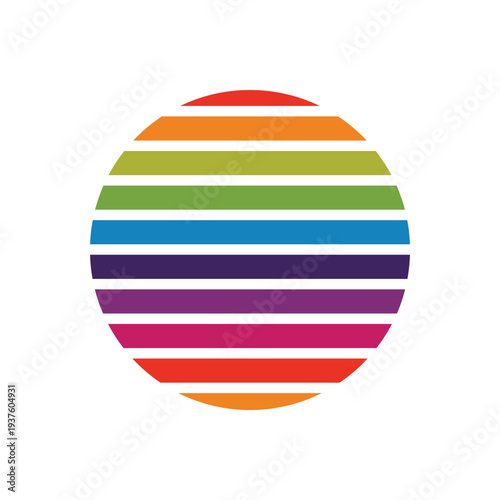 Colored circle with stripe rainbow colors in vector abstract, retro circle element with vintage style using various project.
