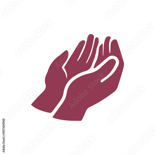 Minimalist Icon Of Two Hands Cupped Together In Prayer Or Offering