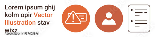 Data security, user authentication, workflow management, warning alerts, personal identification, administrative tasks. Warning symbol, user icon and checklist. Data security and user authentication