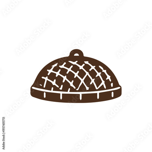 Hand Drawn Brown Woven Food Cover Tent Icon Illustration Isolated