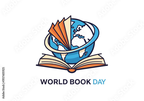 Open book with globe and pages symbolizing world knowledge and education.