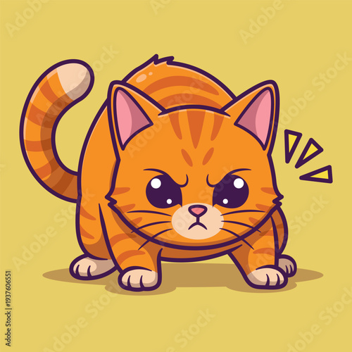 Cute Vector Angry Cat Cartoon Animal Expression Illustration