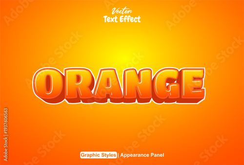 Text effect with editable word orange in vector style