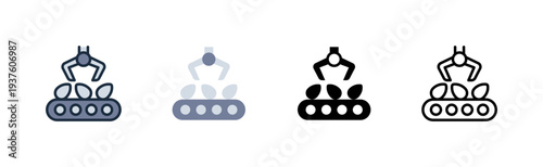 conveyor icon. egg transport belt. production line. poultry factory. various style icon design. vector illustration