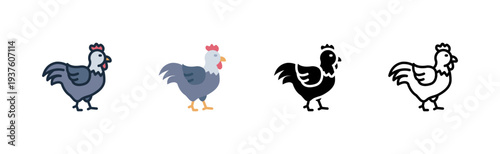 rooster icon. male chicken bird. farm livestock. poultry breeding. various style icon design. vector illustration