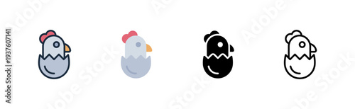 chick icon. baby chicken hatch. poultry growth. farm livestock. various style icon design. vector illustration