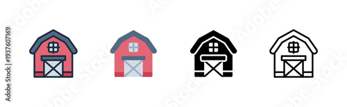 barn icon. poultry farm house. livestock shelter. rural agriculture. various style icon design. vector illustration