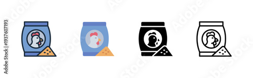 feeding icon. poultry feed supply. grain nutrition. farm agriculture. various style icon design. vector illustration