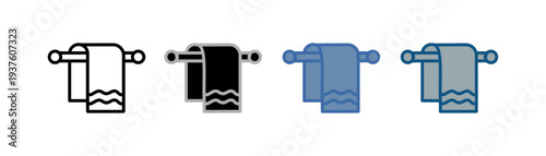 
Towels Icon Set Multiple Style Collection with towel and hanger designs