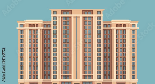 Modern multi-story building facade with many windows