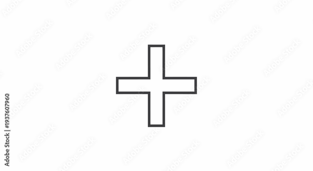 Obraz premium Outline plus symbol on white background with black bars