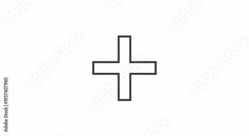 Outline plus symbol on white background with black bars